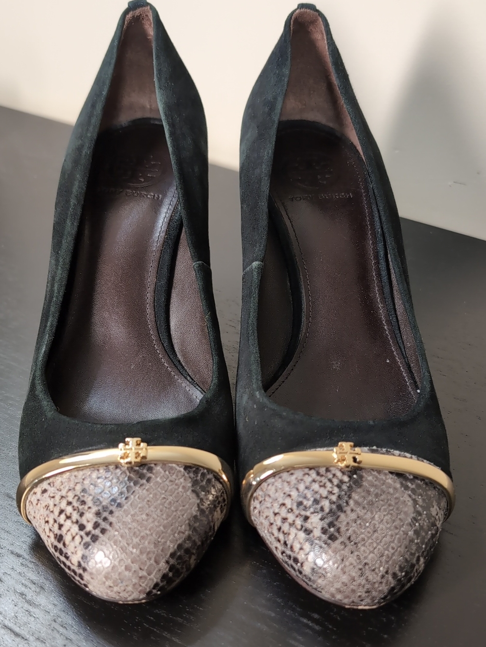 Tory Burch Pacey Pumps / Heels Suede Snake Cap Toe Size 11